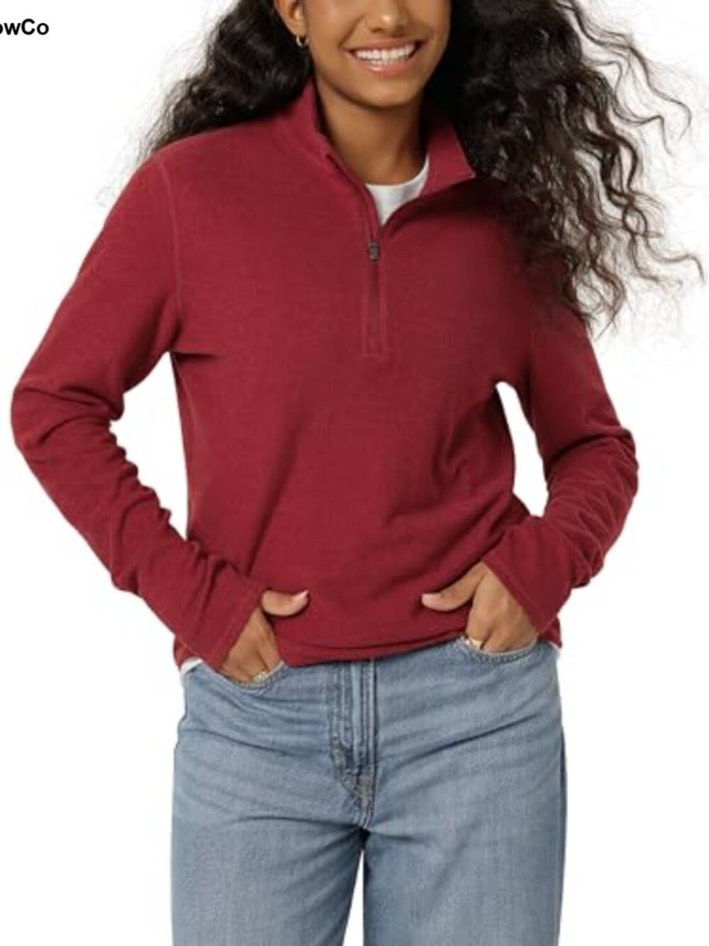 Stretch Fleece Half-Zip Sweatshirt Mock Neck Long Sleeve Pullover